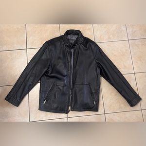 Black Leather bomber jacket -men’s L